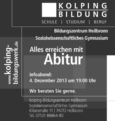 Gymnasium des Kolping-Bildungszentrums Heilbronn (SG) genau richtig.