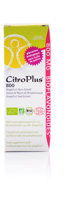 CitroPlus wird standardisiert auf den Anteil an Bioflavonoiden aus der Grapefruit. Der Flavonoidgehalt beträgt 800 mg / 100 ml.