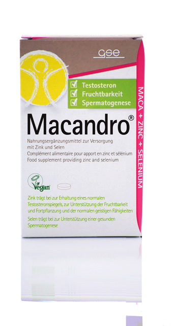 Macandro Zink trägt bei: zur Erhaltung eines normalen Testosteronspiegels zur Unterstützung der Fruchtbarkeit und Fortpflanzung zur Unterstützung der normalen geistigen Fähigkeiten Zink Macandro