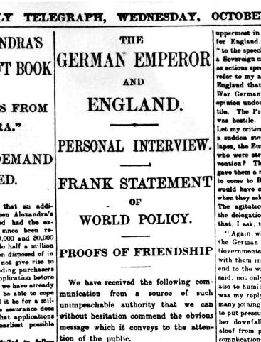 AUFSTREBENDE WELTMACHT DIE DAILY TELEGRAPH -AFFÄRE Schädliches Interview Mit unbedachten Äußerungen gegenüber einem britischen Offizier stürzte Wilhelm II.