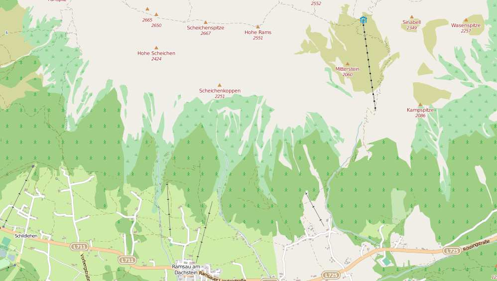 2 Die Karte im Vergleich OSM, Beispiel Ramsau