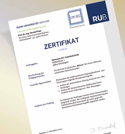 Acest procedeu este testat şi certificat de experţii în securitate ai Universităţii din Ruhr, Bochum şi este la fel de sigur ca efectuarea tranzacţiilor bancare online.