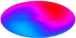 2.5. MIKROWELLEN-HINTERGRUNDSTRAHLUNG 39 Abbildung 2.16: Dipol-Anisotropie der CMBR, die der Bewegung der Erde relativ zu der Hintergrundstrahlung entspricht.
