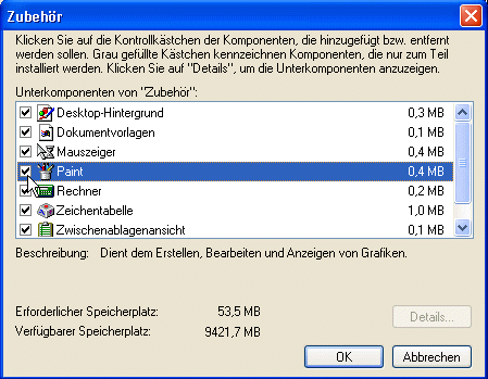 Screenshots mit Windows Siet 6 plattpartu.de Klickt Se den Hoken in den lütten Kassen vör Paint. OK, OK. Nu röppt Windows villicht na de CD, de Datein dorvun to kopeern.