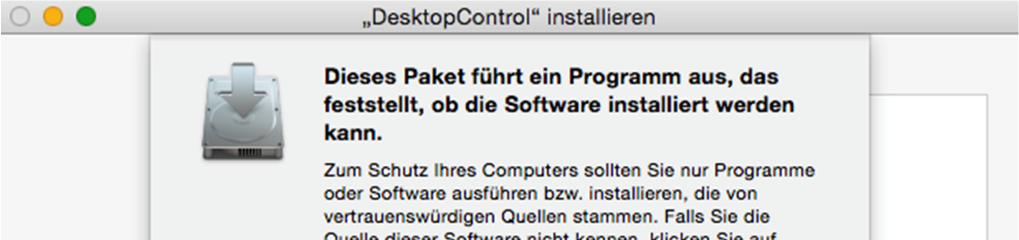 INSTALLATION VON DESKTOP CONTROL Doppelklicken Sie zur Installation des