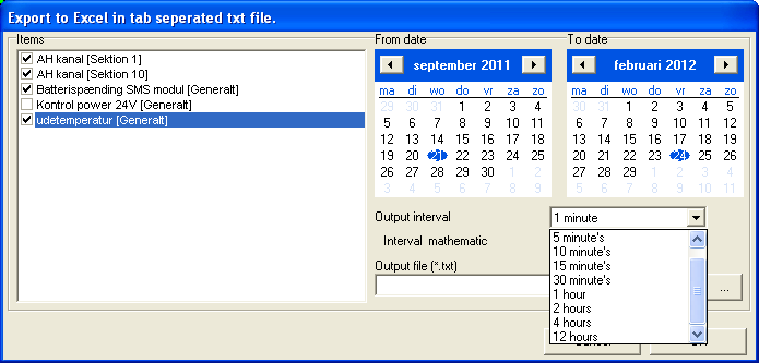 Öffnen von Log-Daten in Excel Nach einem Klick auf öffnet sich das folgende Fenster: Öffnen von Log-Daten in Excel: Aus den ausgewählten Elementen die für den Export nach Excel gewünschten Elemente