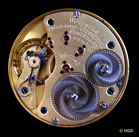 Das bedeutet: Kaliber 43 Typ 1 für die Uhren mit den Rohwerkenerken der Glashütter- Präzisions- Uhren-Fabrik Akt. Ges.
