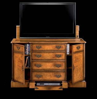 2 DOOR TV CABINET WITH SHALLOW FRONT STORAGE (CLOSED) W102cm/40" x D44cm/17" x H92cm/36" Model shown accommodates a television