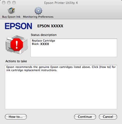 Fehlerbehebung B Klicken Sie auf die Schaltfläche EPSON Status Monitor. Der EPSON Status Monitor erscheint. Wenn eine Tintenpatrone fast leer bzw. verbraucht ist oder die Wartungsbox beinahe voll bzw.