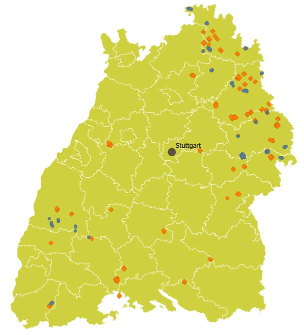 Baden-Württemberg Windenergie an Land Nabenhöhe Rotor Genehmigungen 208 648,6 145 123 Inbetriebnahmen 2016 120 335,6 142 118 Bestand (31.12.2016)* 572 1.