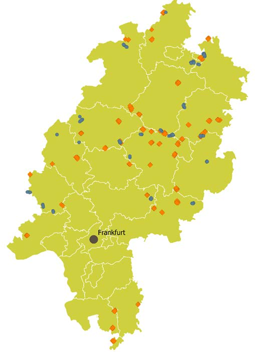 Hessen Windenergie an Land Nabenhöhe Rotor Genehmigungen 188 572,3 144 120 Inbetriebnahmen 2016 95 268,1 143 117 Bestand (31.12.2016)* 998 1.