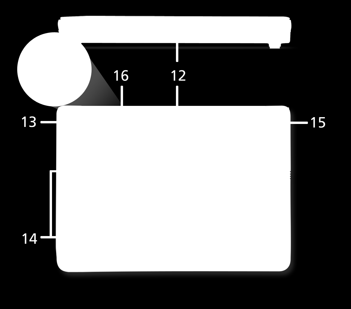 12 Akkufach Enthält den Akku des Computers. Hinweis: Der gezeigte Akku dient lediglich der Veranschaulichung.
