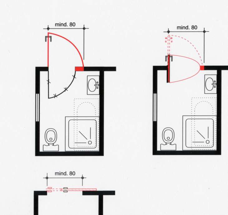 Sanitärbereich Badezimmertürverbreiterung lichte Durchgangsbreite
