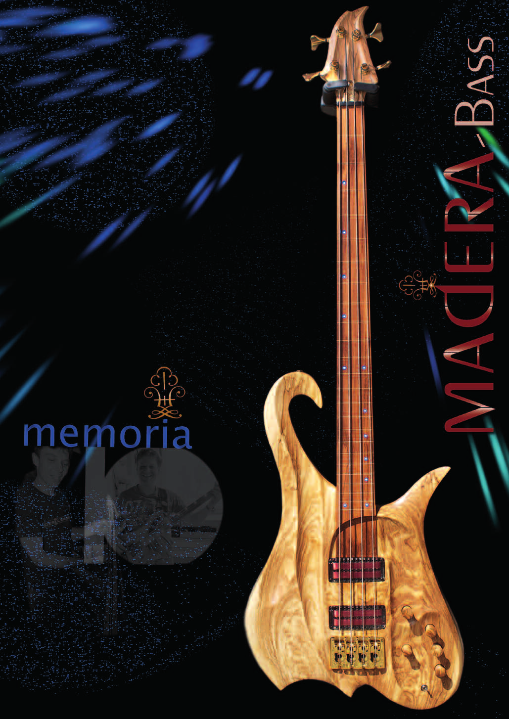 MAdERA MEMORIA (4-STRING-E-BASS FRETLESS) MAdERA MEMORIA (4-STRING-E-BASS FRETLESS) Griffbrett: inlays: halsdicke: memoria E-Bass 4-Saiter Fretless 34 / Longscale 6-fach verschraubt, siebenstreifig;