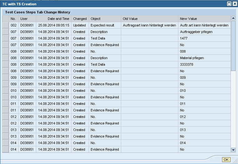 Steps durch Uploadmöglichkeit von Dokumenten und Screenshots " Änderungshistorie auf Feldebene (Wer hat wann welchen