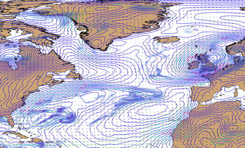 Logbuch - Dokumentation 16. Juni 2012 Die Wetterlage auf dem Nordatlantischen Ozean anhand der US-Gribdaten am 16.