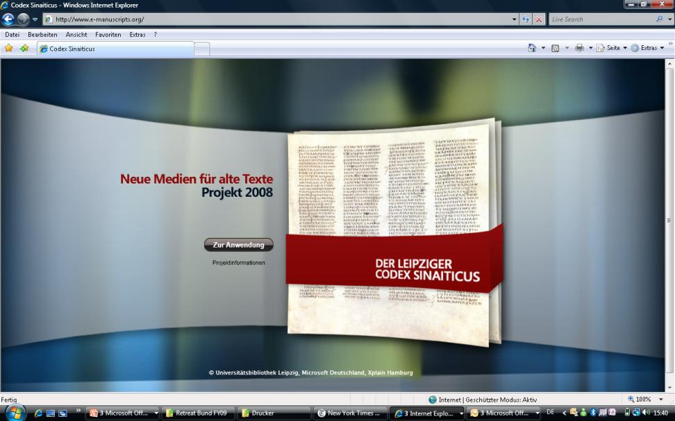 Projektbeispiel Codex Sinaiticus Weltschrifterbe