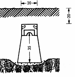 Anlage 9 Blatt 1 Vermarkung der Höhen- und Schwerefestpunkte Unterirdische Höhenfestpunkte: Unterirdische Festlegung (UF) Kleine unterirdische Festlegung Fels Die UF ist ein Granitpfeiler.