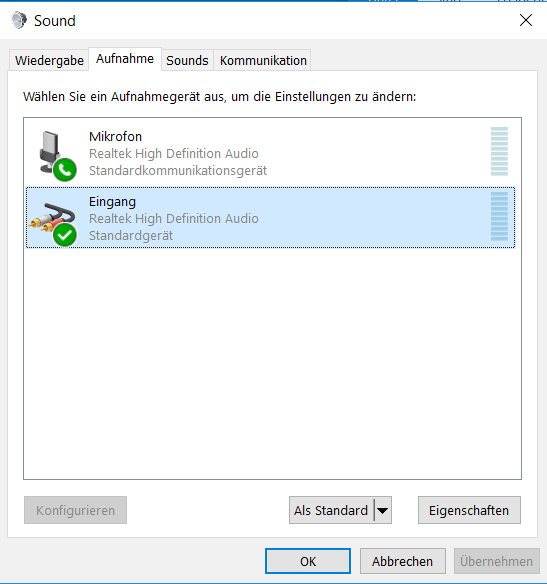 Audio-Einstellungen Windows 7/8/10 Zuerst überprüfe, ob die Audioeinstellungen von Windows für die Aufnahme korrekt sind.