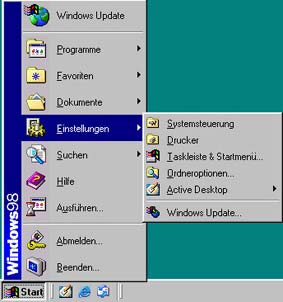Schritt 1: Klicken Sie links unter Windows 98 SE bitte auf