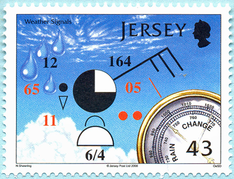 ), bekannt für die Bodenstations-Wettermeldung. Nur zwei Briefmarken sind dafür bekannt, dass sie große und nachvollziehbar komplette Beispiele einer Bodenstations-Wettermeldung zeigen.