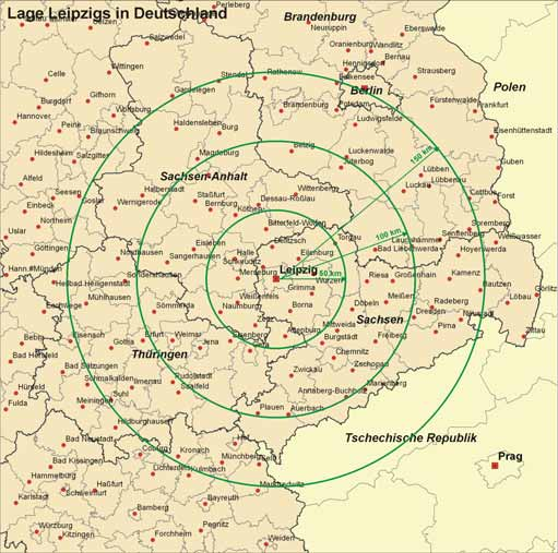 Leipzig ist somit der Mitte Europas näher als manch andere deutsche Stadt.