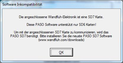 ist, kann keine spezielle Meldung angezeigt werden Fehlermeldung: PASO SD6 (>= Version 1.