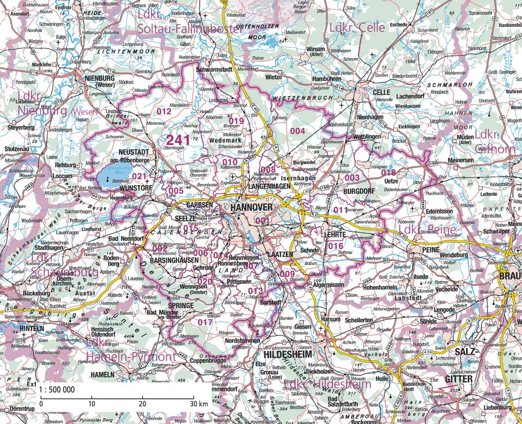 Region Hannover Bezirk Hannover Übersicht und Gebietsentwicklung Die Region Hannover mit der Landeshauptstadt Hannover als Zentrum liegt im Schnittpunkt der wichtigsten norddeutschen Ost-West- und