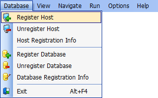57 2.4 Hauptmenü Das Hauptmenü des SQL Studio for InterBase/Firebird erlaubt es Ihnen, Hosts und Datenbanken zu registrieren, zwischen InterBase/Firebird- und Daten-Management Optionen umzuschalten,