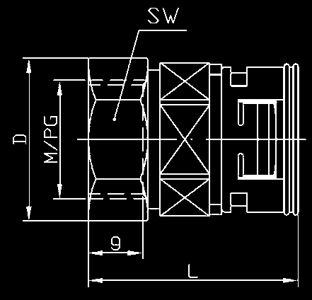 Armaturen mit integrierter Manschetten-Dichtung und Innengewinde, IP 67 rohrseitig Connector with integrated seal, female thread, IP 67 on tube 34 VP Polyamid, mehrteilig polyamide, multi-components