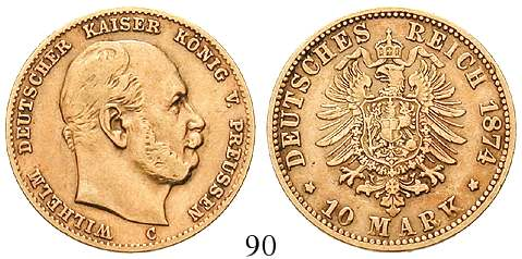 Gold. J.193. ss-vz 310,- 93 10 Mark 1893, A. Gold. J.251.
