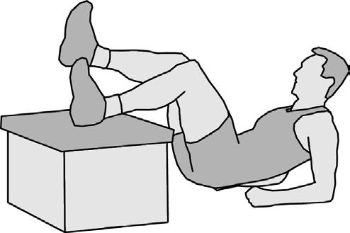 4. Station Rückenzirkel Kräftigung der hinteren Oberschenkelmuskulatur Rückenlage fußwärts vor einem Kasten, die Unterschen