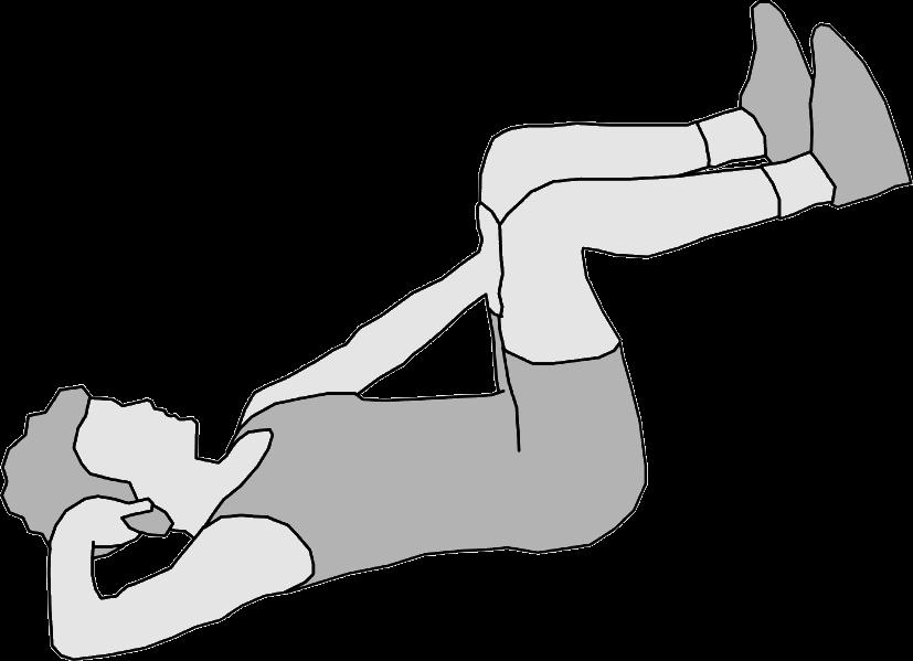 8. Station Rückenzirkel Kräftigung der schrägen Bauchmuskulatur Rückenlage mit angewinkelt angehobenen Beinen, die Arme an die Ohren legen.