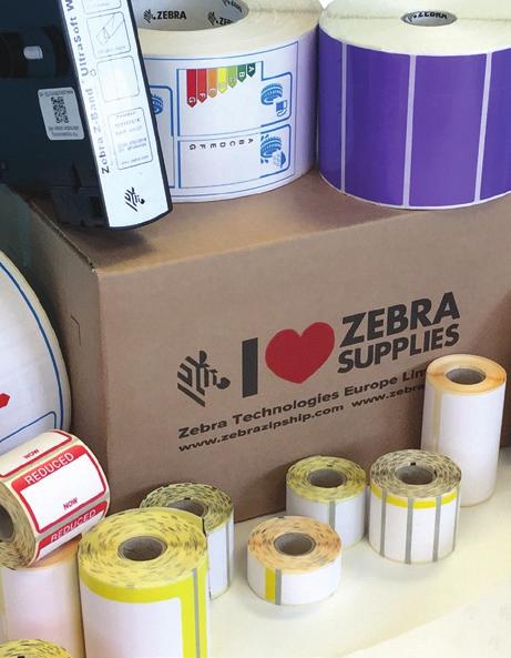 LAGERGEFÜHRTE ZIPSHIP-VERBRAUCHSMATERIALIEN Zebra-Verbrauchsmaterialien sind ab Lager über das ZipShip-Programm erhältlich oder können für anwendungsspezifische Anforderungen speziell angefertigt