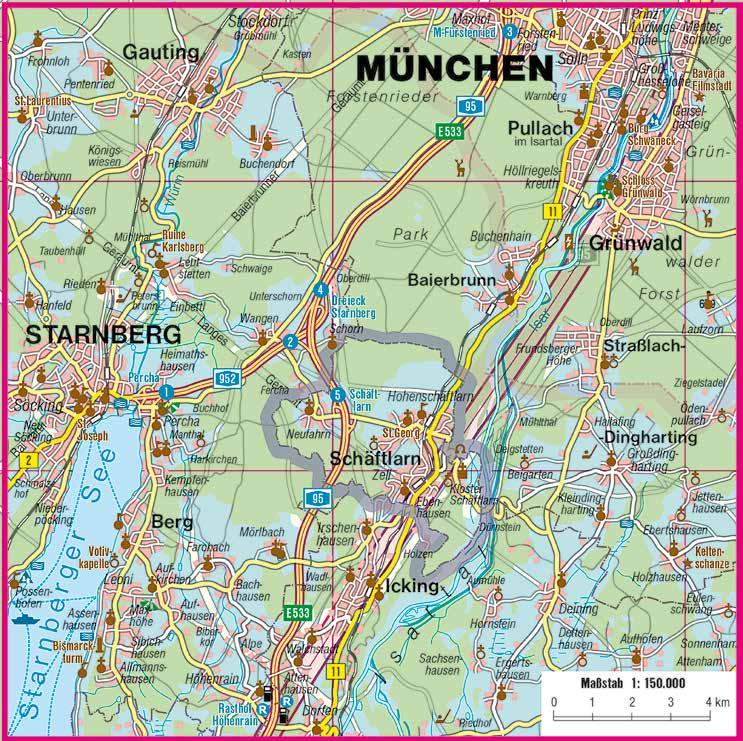 Karte - Umgebung München Notizen www.spachmueller.de Impressum: Herausgegeben in Zusammenarbeit mit dem Bürgermeisteramt der Gemeinde Schäftlarn 2015.