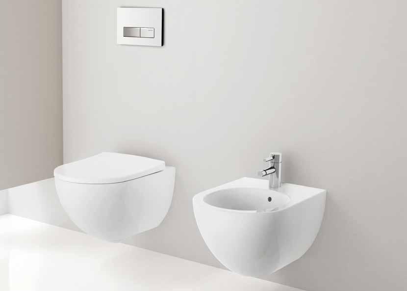 Acanto WC und Bidet Der klaren Form der Waschtische folgen auch die WC-Keramiken und das Bidet außen wie innen.