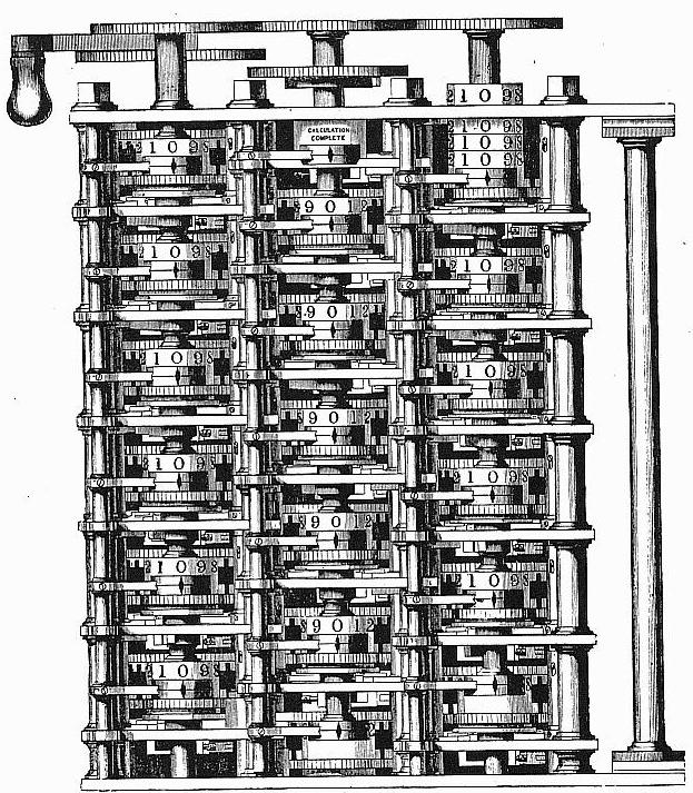 drei ideen als vorbilder: 1 rechenmaschine gebaut von Charles Babbage. Voraussetzung: Beherrschung der Feinmechanik!