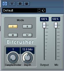 Weitere PlugIns In diesem Abschnitt finden Sie en der Plug- Ins aus der Other-Kategorie. Chopper Bitcrusher Wenn Sie LoFi-Sound mögen, ist der Bitcrusher genau der richtige Effekt für Sie.