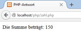 Als Ergebnis in der PHP-Datei soll die Summe der beiden Zahlen ausgegeben werden. inkl. eines Buttons Löschen type= reset Ergebnis: zahl.