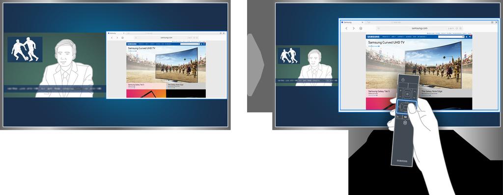 Verwenden mehrerer Bildschirme Sie können beim Fernsehen im Web surfen oder eine Anwendung ausführen.