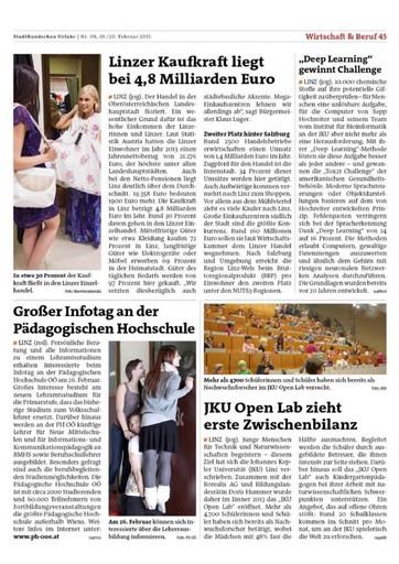 "Bezirksrundschau OÖ" vom 19.02.2015 Seite 45 Ressort: Wirtschaft & Beruf Linz Urfahr "Deep Learning" gewinnt Challenge LINZ (jog). 10.