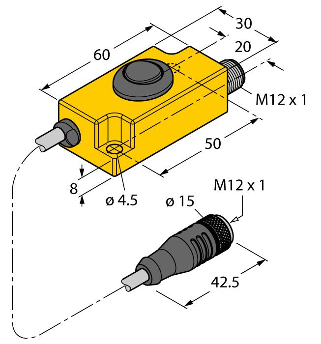 DS-Ri-QR14 1590814 Distanzhülsen zur rückwärtigen Montage von Ri-QR14, 2 Stück pro Verpackung TX1-Q20L60 6967114 Teach-Adapter u.