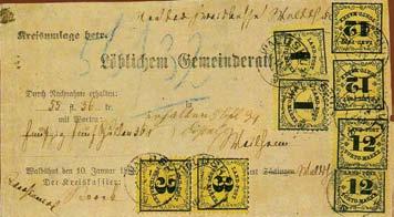 12 Kr. Landpost Briefe Repariert, untere 12 Kr. Marke war nur zur Hälfte vorhanden! Müller Mark Nr. 4 Absender : Aus Waldshut Ziel: Weilheim/Waldshut Marke : Mi. Nr. 1(2) + 2(2) + 3(4) Datum: 1869.