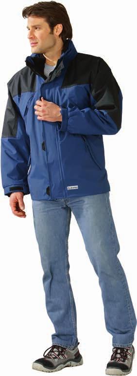 Two-tone weatherproof jacket, 2-in-1, breathable, waterproof glued seams, detachable fleece lining, 2 zipped