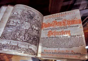 Reproduktion: Ulrich Kaiser Die Geschichte der Silber-Schmelzhüt- 1665: Zur Blütezeit des Schneeberger hunderts existierten in und um Schnee- Mehrere Quellen [1][2]