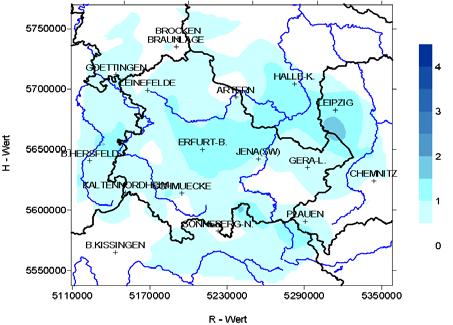 Niederschlag (Signifikanz des Trends) Die Berechnung der Signifikanzen der relativen Trends vom Niederschlag der Wetterlage BM des meteorologischen Sommers und Sommerhalbjahres und der WZ für den