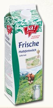 Beispiel: "ja! Natürlich" (Billa/ Rewe Österreich) Die Halbfettmilch von Ja!
