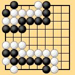 - 25 - Ein anderes interessantes Problem mit notwendigen Deckungszügen: Nach Schwarz 1 kann Weiß 2 spielen und hat nach 3 eine effektive Ko-Drohung, nach