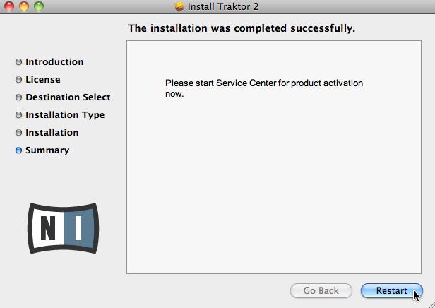 Software-Installation Installation unter Mac OS X Das Abschlussfenster des Installationsprogramms.