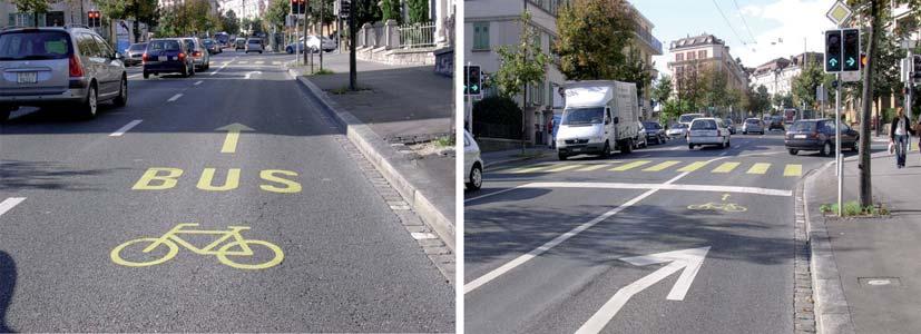 2. Beispiel - Gemeinsamer Rechtsabbiegestreifen Lausanne; Avenue Ruchonnet 50 km/h, Hauptverkehrsstrasse, DTV: ca.